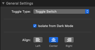 Toggle Stack general settings