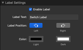Toggle Switch label settings