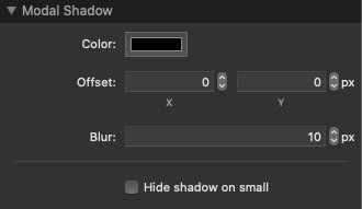 Modal Shadow Settings